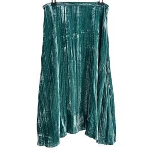 VTG‎ Womens Skirt Size L Green Crushed Velvet Tiered Boho Witchy 90s Whimsigoth